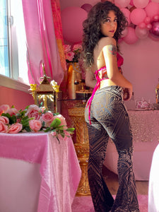 Gold Moondust Velvet Flares in Bell Bottoms