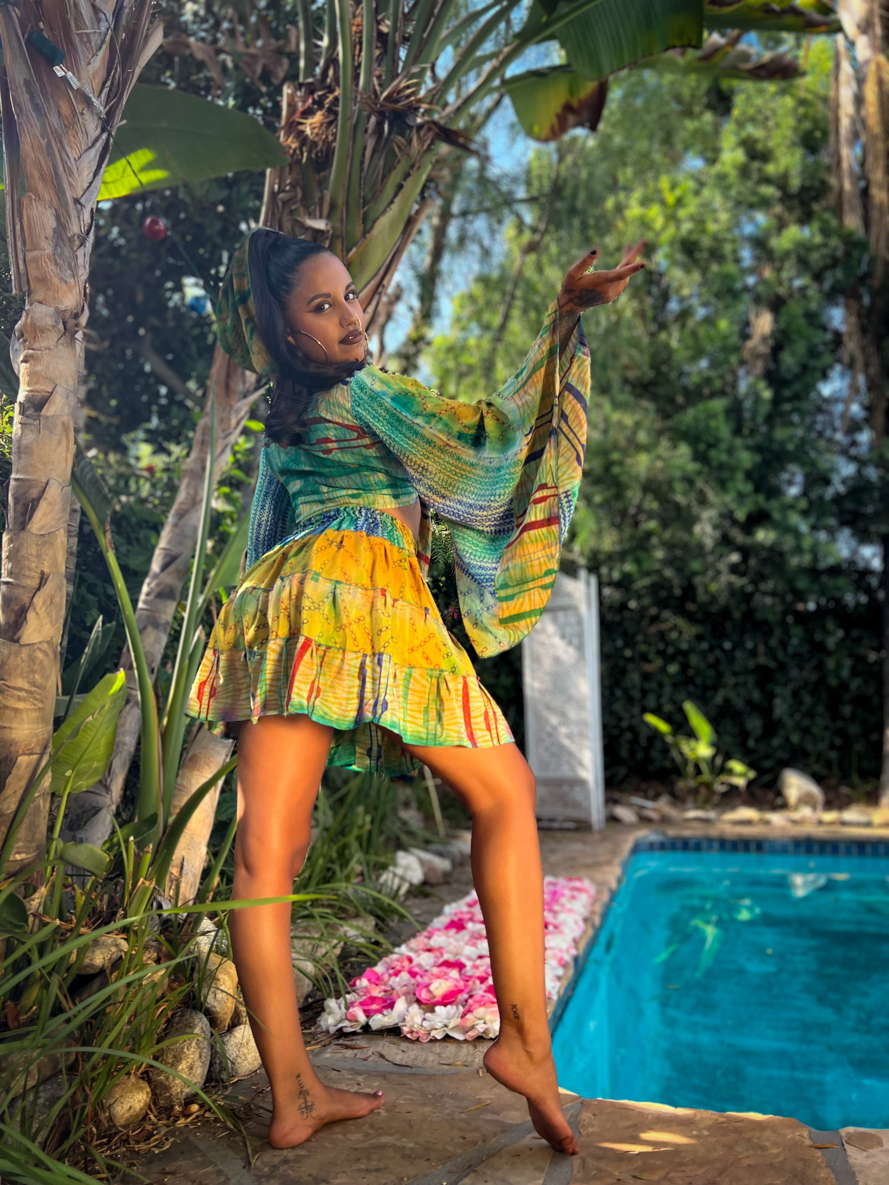 Jungle Kaleidoscope midi mini skirt set