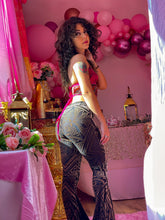 Load image into Gallery viewer, Gold Moondust Velvet Flares in Bell Bottoms
