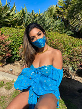 Load image into Gallery viewer, Turquoise Dragon Face Mask
