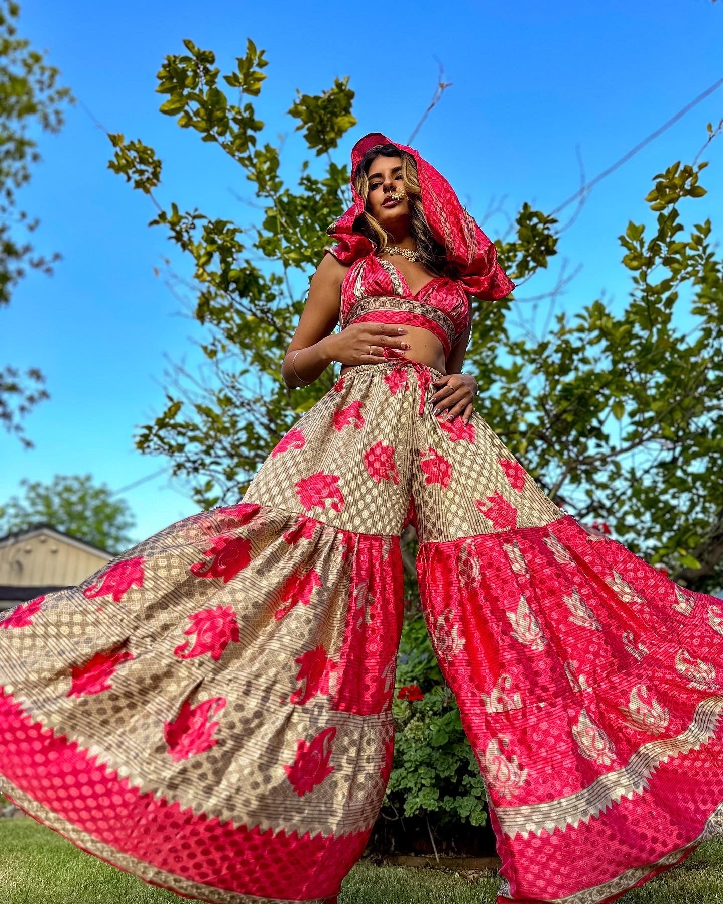 Shimmer Roses Sharara Pants Set