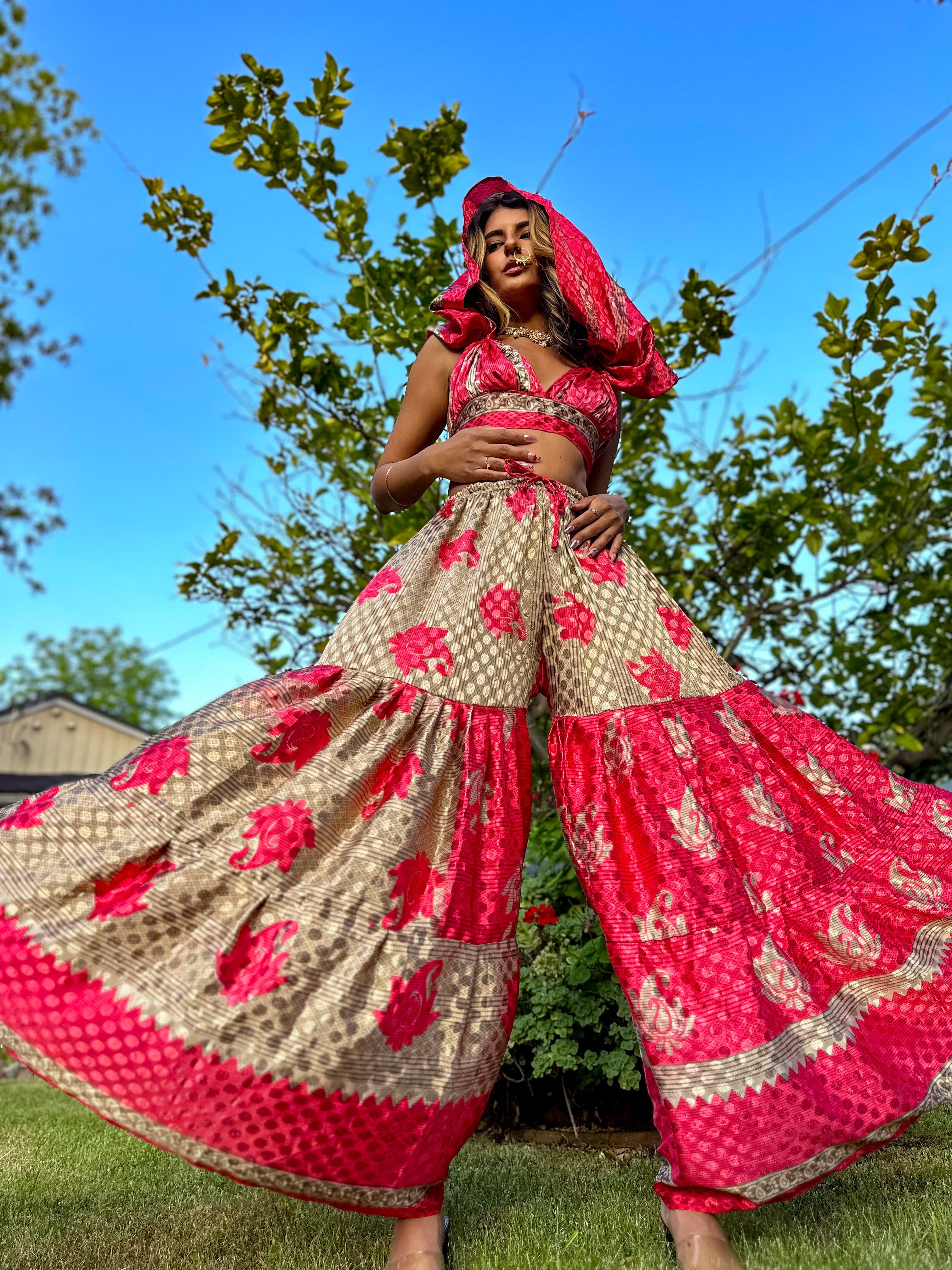 Shimmer Roses Sharara Pants Set
