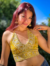 Load image into Gallery viewer, Gold Lemon halter Top
