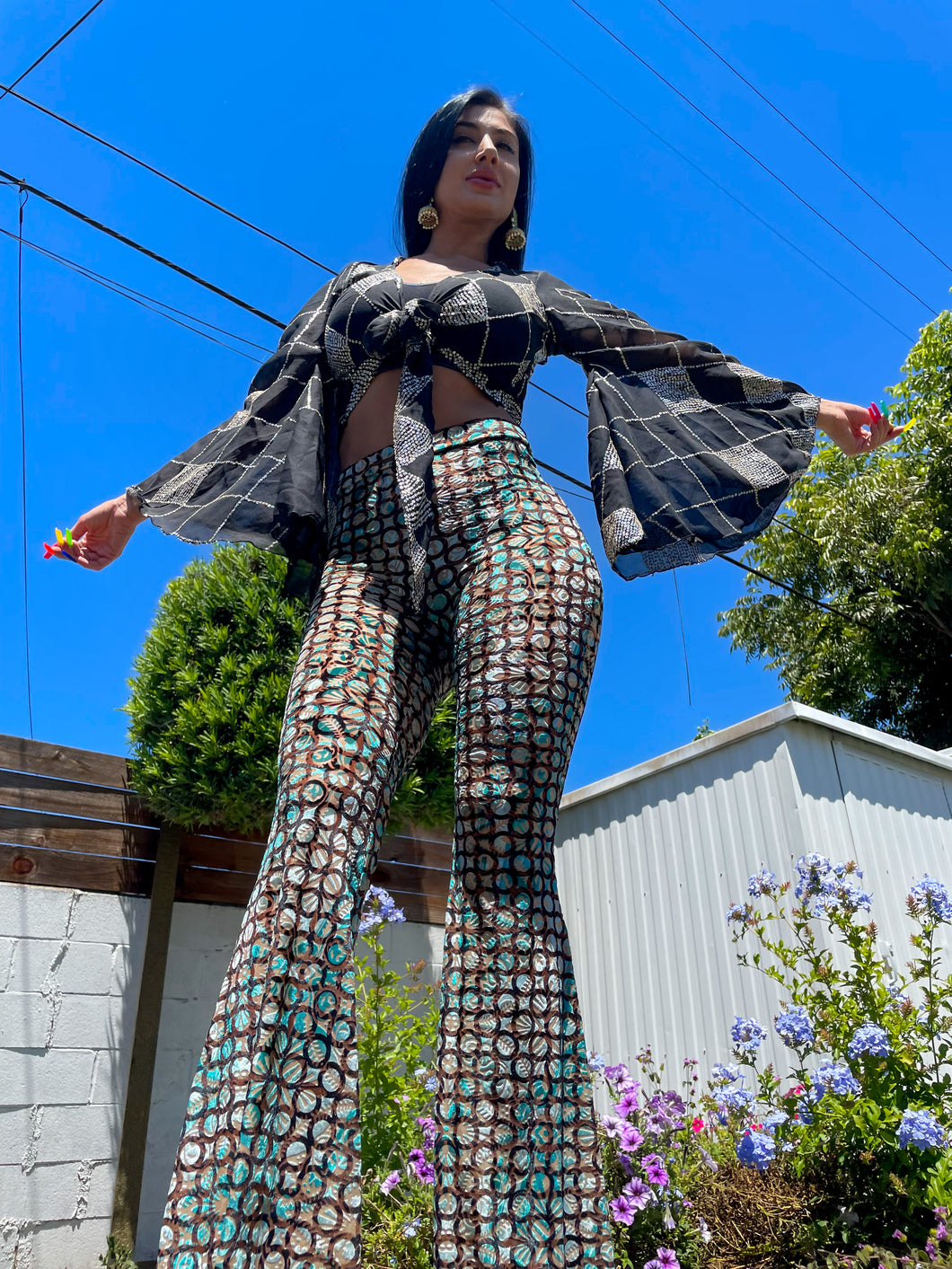 Cosmic Sky Velvet Burnout Flare Pants