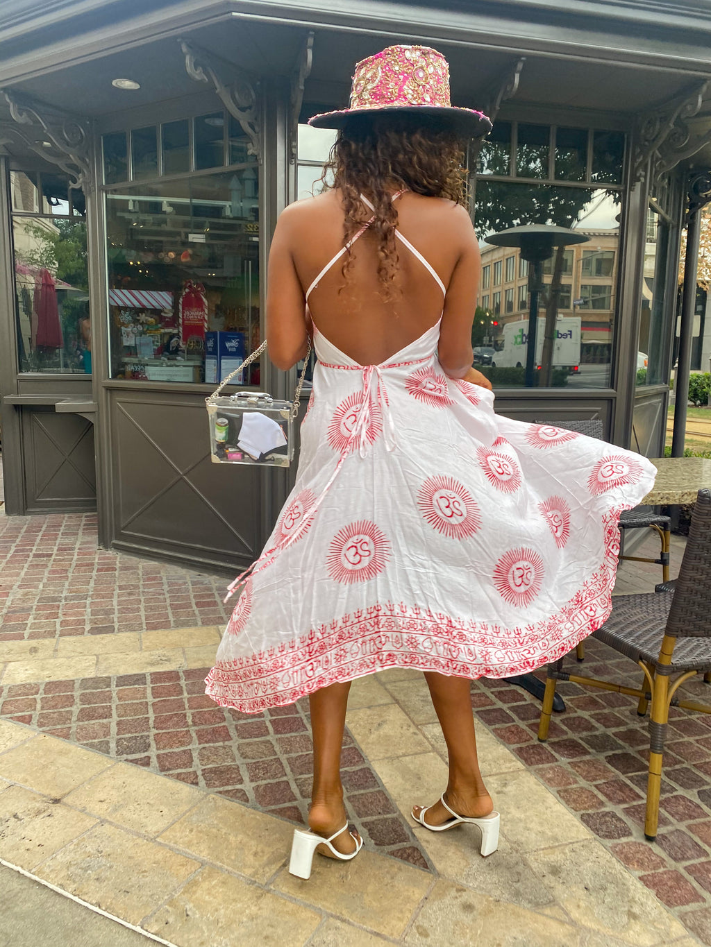White Sanskrit Dress (with red writing)