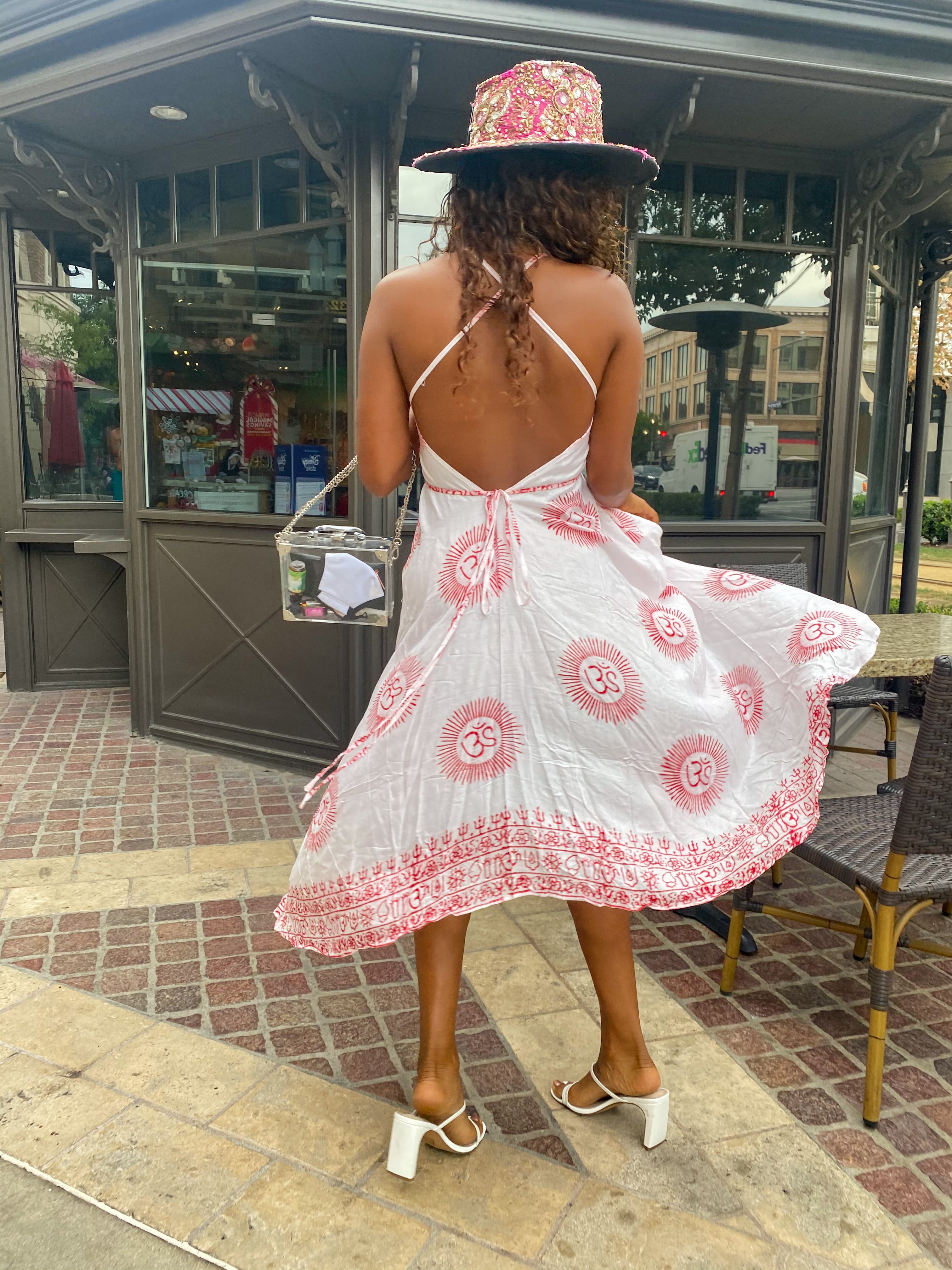 White Sanskrit Dress (with red writing)