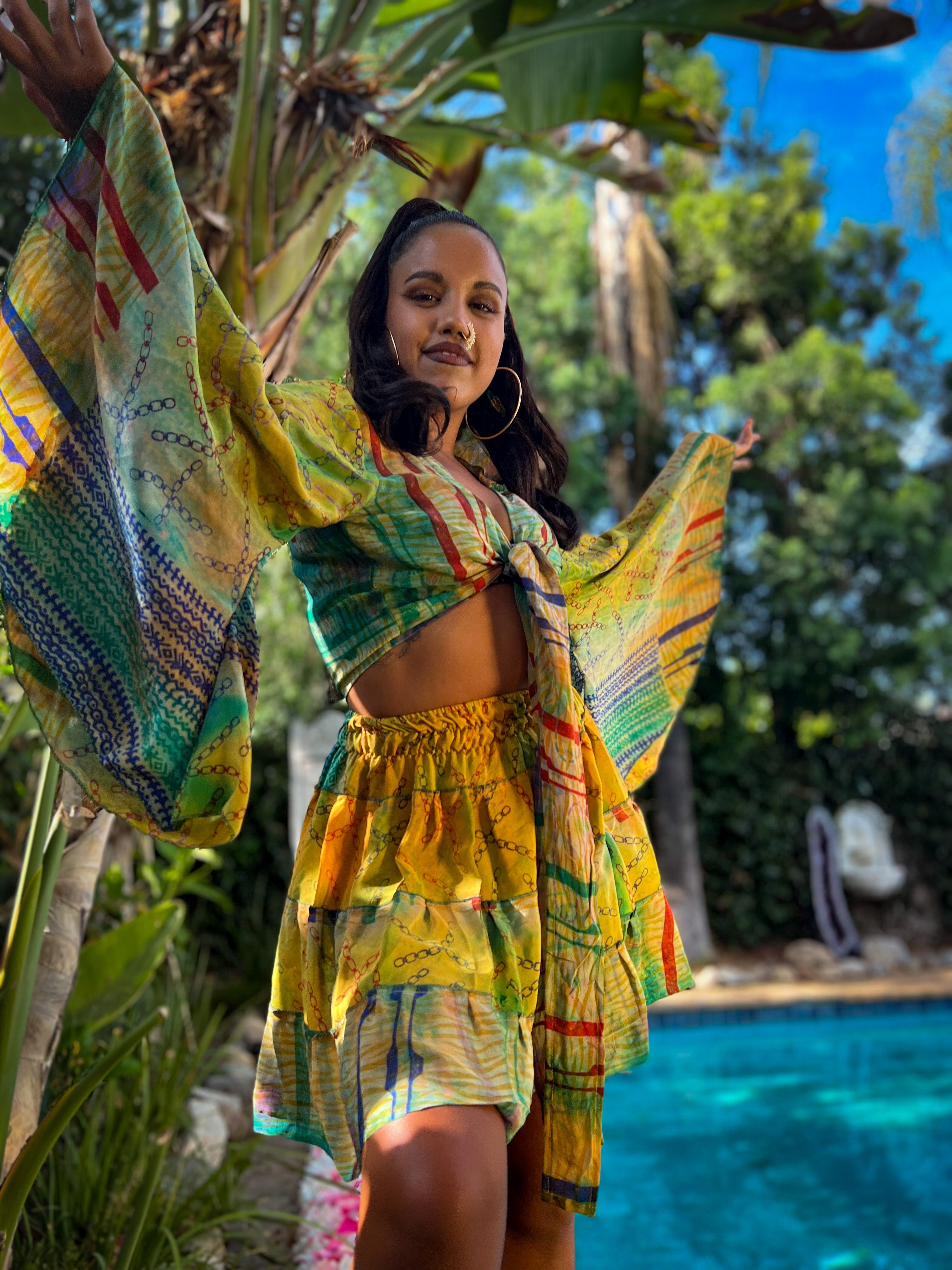 Jungle Kaleidoscope midi mini skirt set