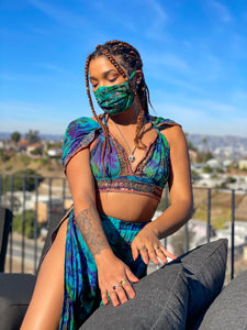 Golden peacock face mask