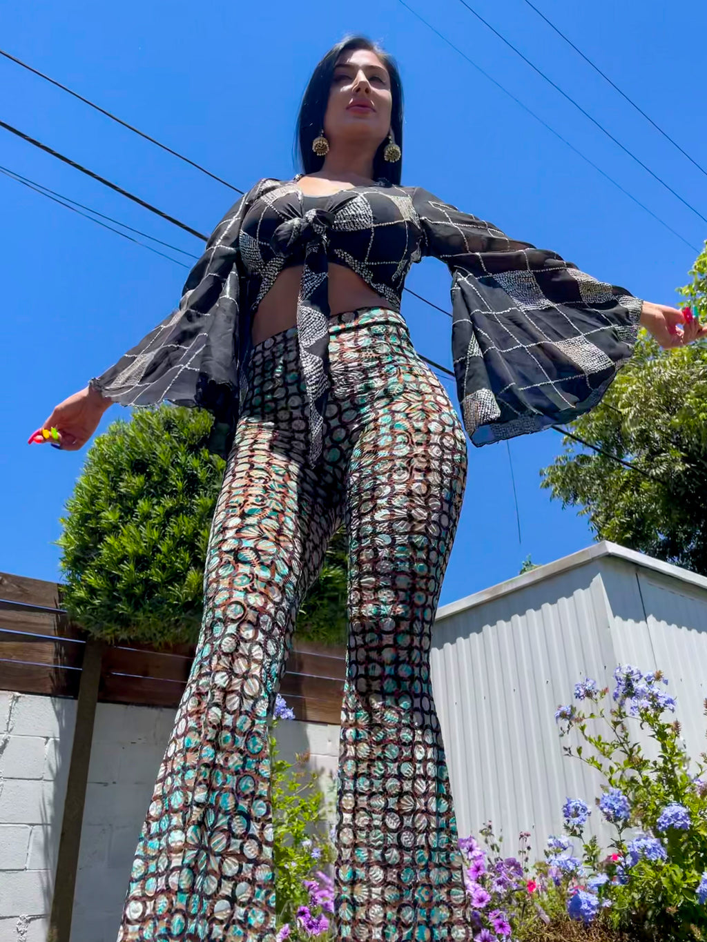 Cosmic Sky Velvet Burnout Flare Pants
