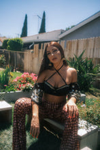 Load image into Gallery viewer, Cosmic Yoni Velvet Burnout Flare Pants
