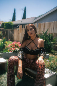 Cosmic Yoni Velvet Burnout Flare Pants