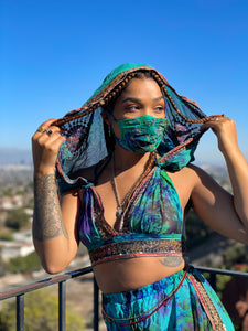 Golden peacock face mask