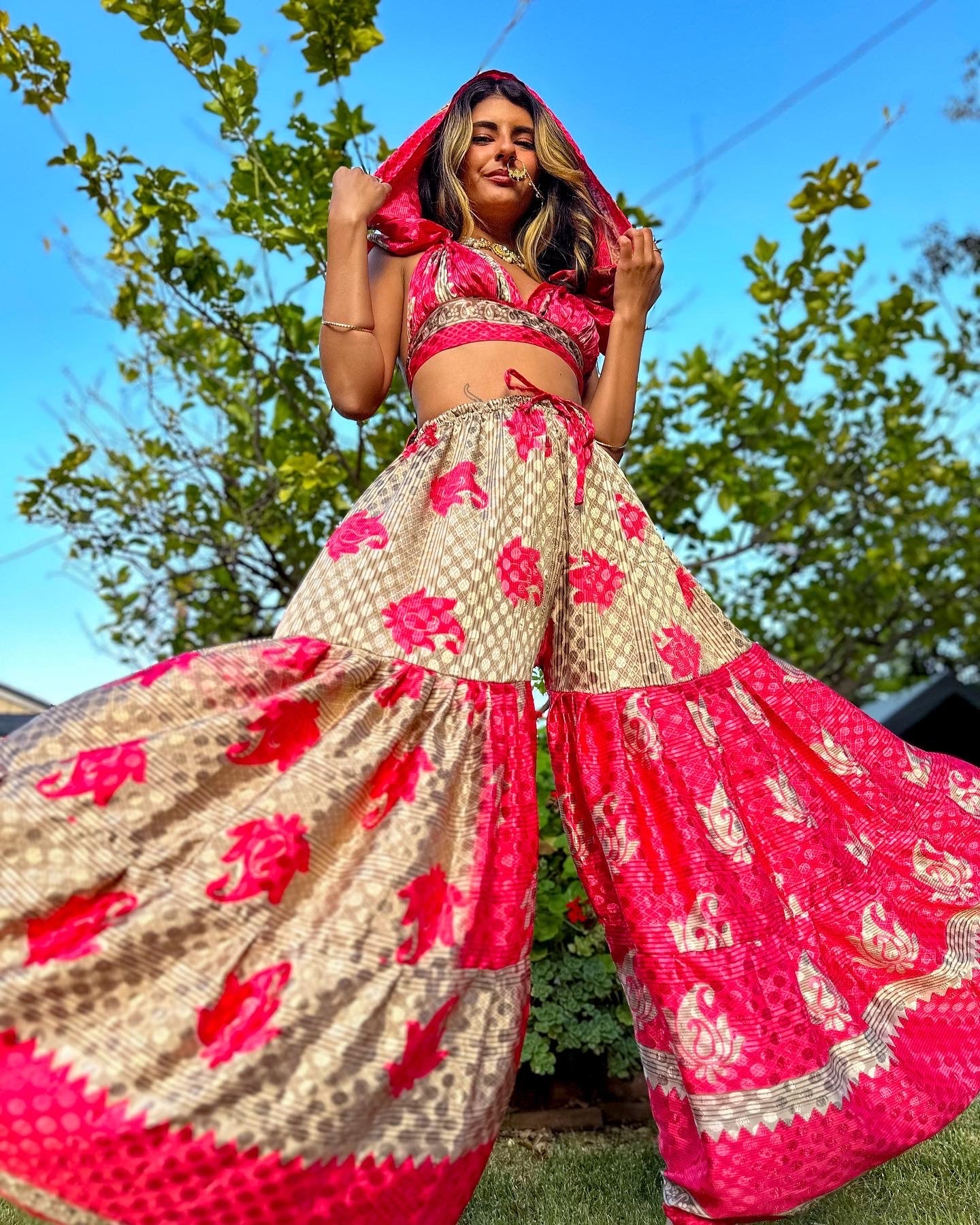 Shimmer Roses Sharara Pants Set
