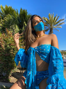 Turquoise Dragon Face Mask