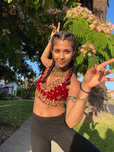 Load image into Gallery viewer, Fire Velvet Halter top
