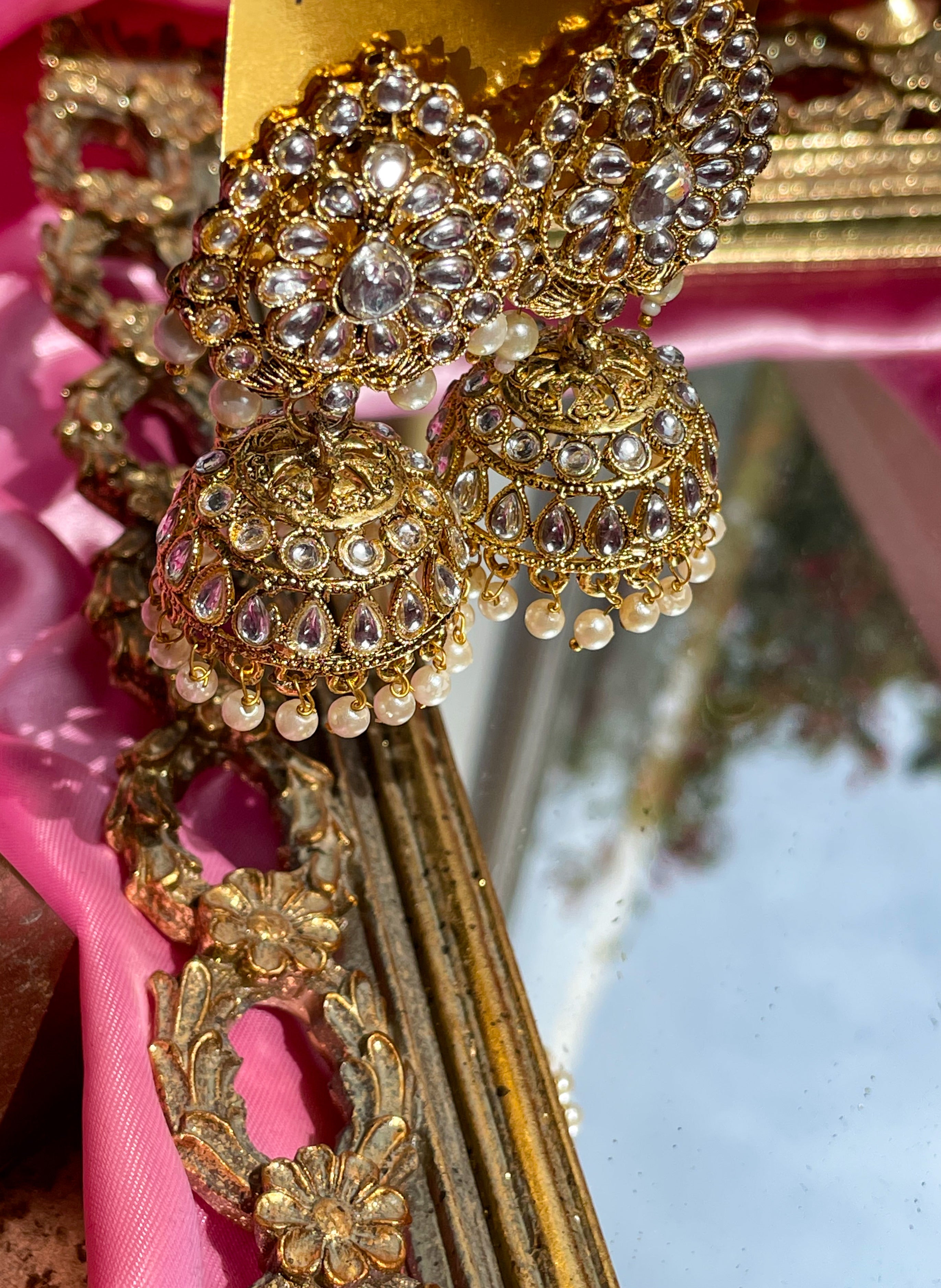 The Crystal Teardrop Jhumka Earrings