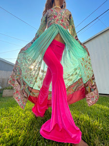 Hot Girl Pink Velvet Flare Pants