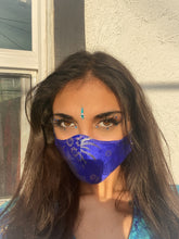 Load image into Gallery viewer, Blue Satin Brocade ninja Mask
