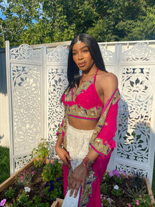Pink lotus halter top