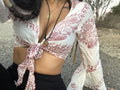 White Sanskrit top with Red writing