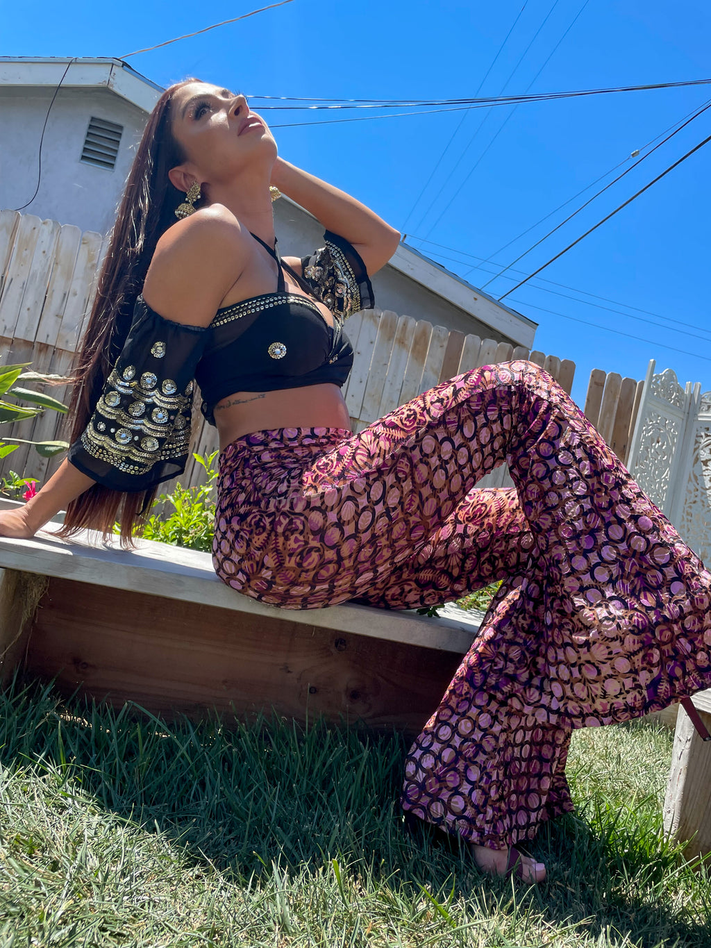 Cosmic Yoni Velvet Burnout Flare Pants